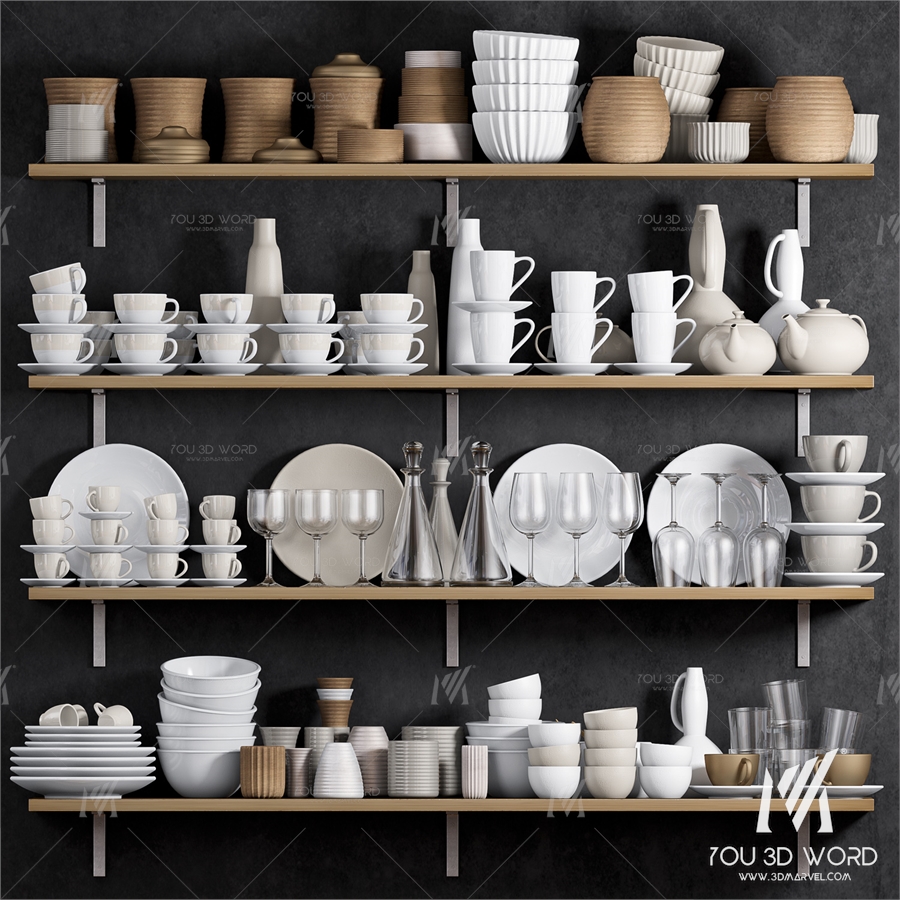 KITCHEN SHELF WITH UTENSILS